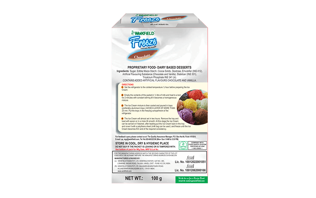 Weikfield Freeze Ice Cream Mix Powder Chocolate   Box  100 grams